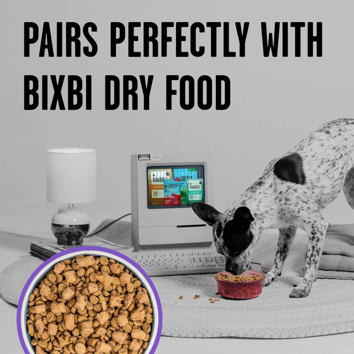 BIXBI Rawbble Freeze Dried Dog Food, Lamb Recipe, 12 oz - 97% Meat and Organs, No Fillers - Pantry - Friendly Raw Dog Food for Meal, Treat or Food Topper - USA Made in Small Batches - 851907008497