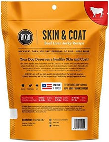 Bixbi skin & coat beef liver jerky recipe 5oz pouch