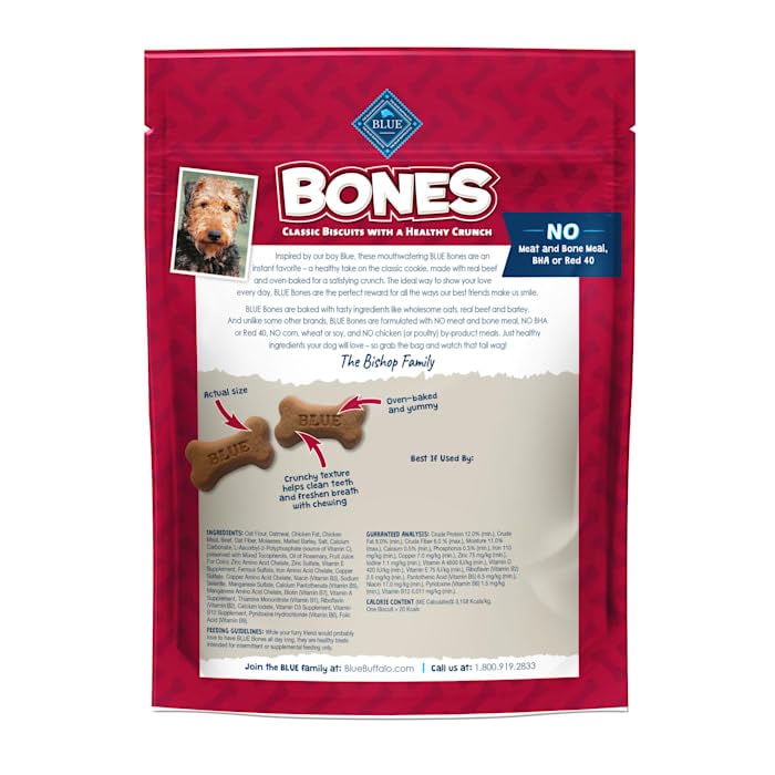 Blue Buffalo Bones Natural Crunchy Beef Flavor Small Dog Biscuits, 16 oz. - 840243141760