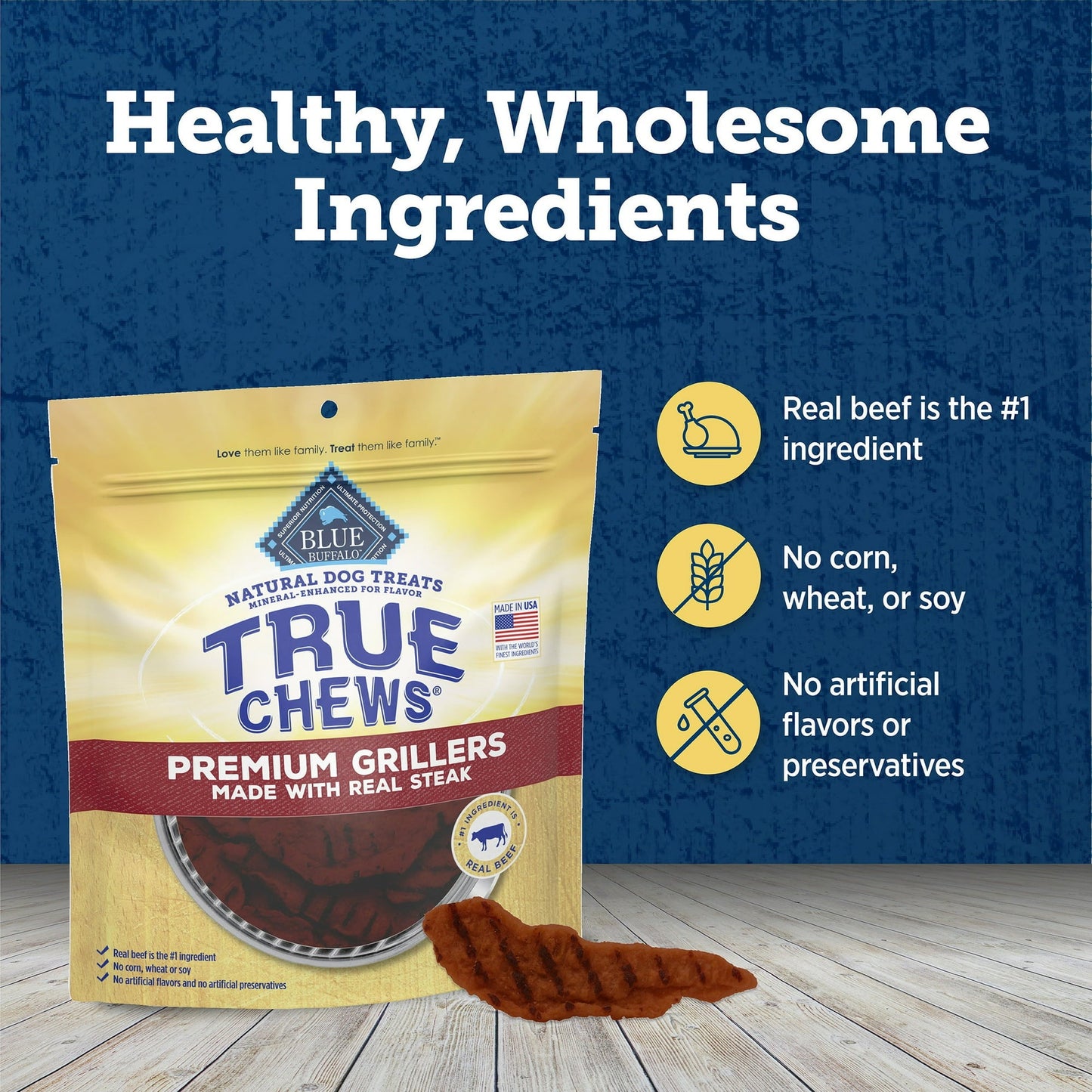 Blue buffalo dog treats true chews premium grillers with real steak 12 oz