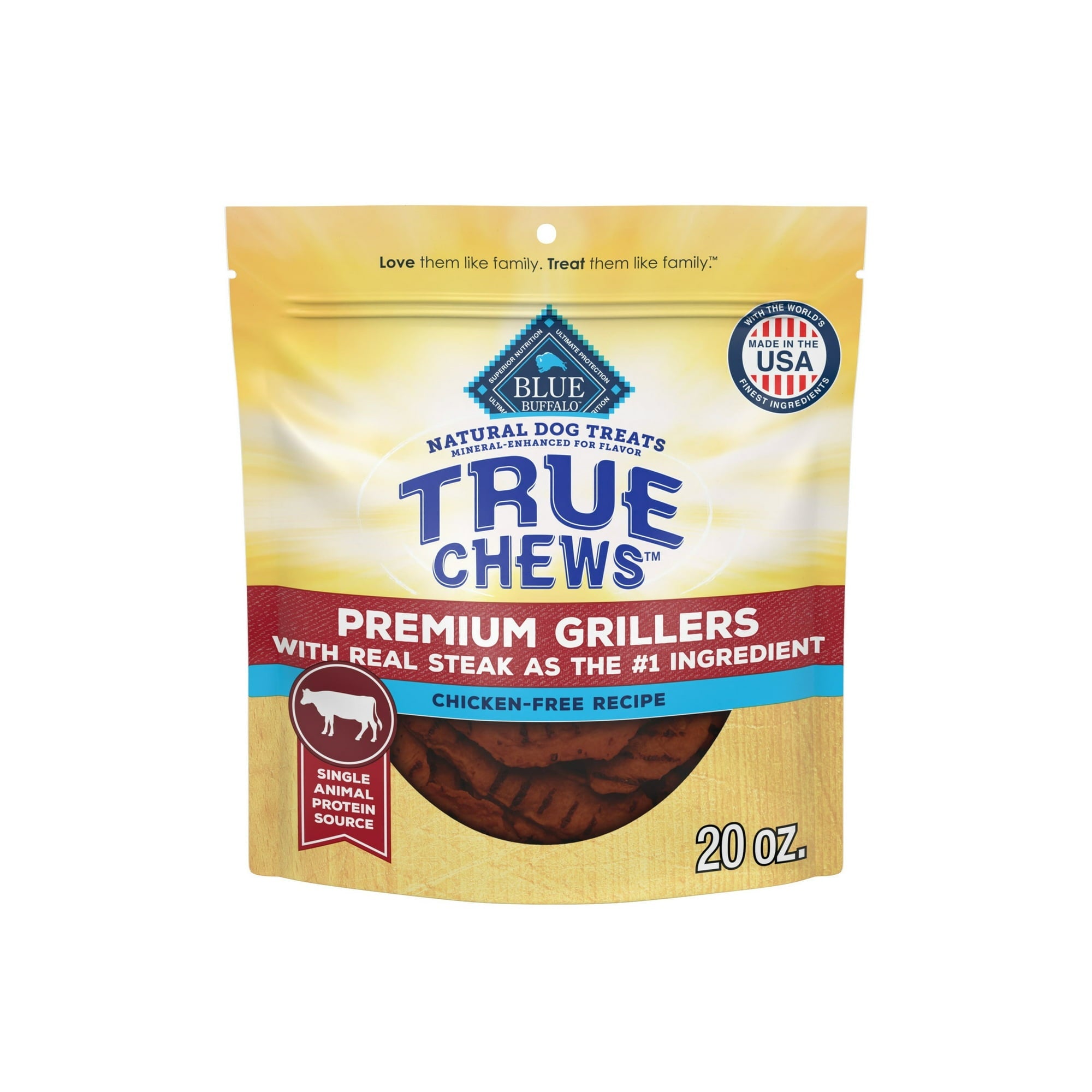 Blue buffalo dog treats true chews premium grillers with real steak 12 oz