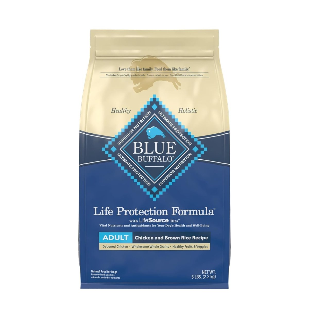 Blue Buffalo Life Protection Formula Natural Adult Dry Dog Food, Chicken and Brown Rice 5lb - dry dog food - 840243144075