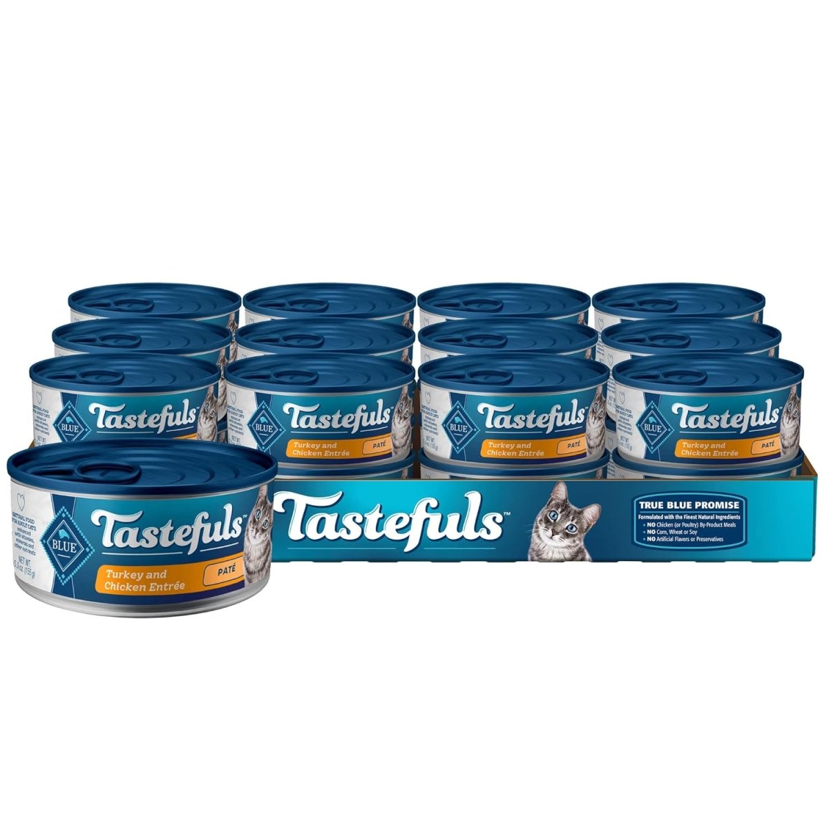 Blue Buffalo Tastefuls Natural Pate Wet Cat Food, Turkey & Chicken Entrée 5.5 - oz can - canned cat food - 840243140565