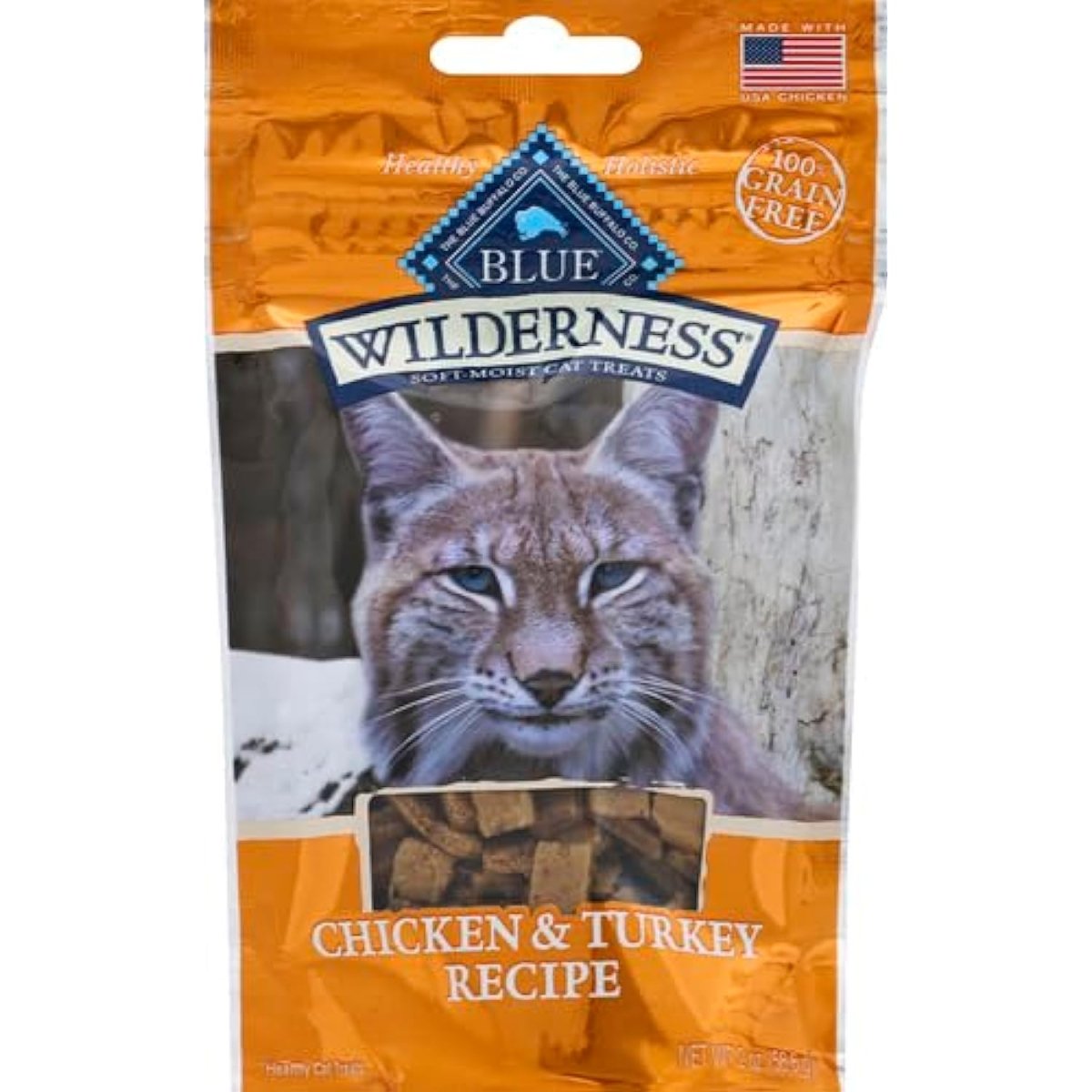 Blue Buffalo Wilderness Grain Free Soft - Moist Cat Treats, Chicken & Turkey 2 - oz Bag - chewy cat treats - 859610007905