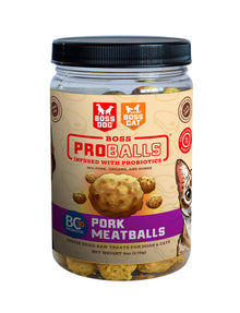 Boss Dog Boss Proballs Meatball Treats for Dogs & Cat, Pork Recipe, 6 oz Jar