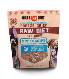 Boss Dog Complete & Balanced Freeze Dried Raw Diet for Dogs, Fish Recipe, 12 oz Bag