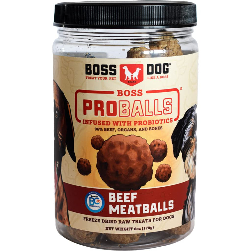 Boss Dog Proballs Freeze Dried Raw Meatball Treat for Dogs (Beef, 6 Oz) - 850010391090