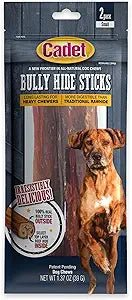 Cadet Bully Hide Sticks All - Natural Chews for Dogs, Small pack of 2 sticks
