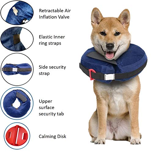 Calm Paws Behavior Support Protective Inflatable Collar with Dog Calming Disc - Medium - dog collar - 850014125998