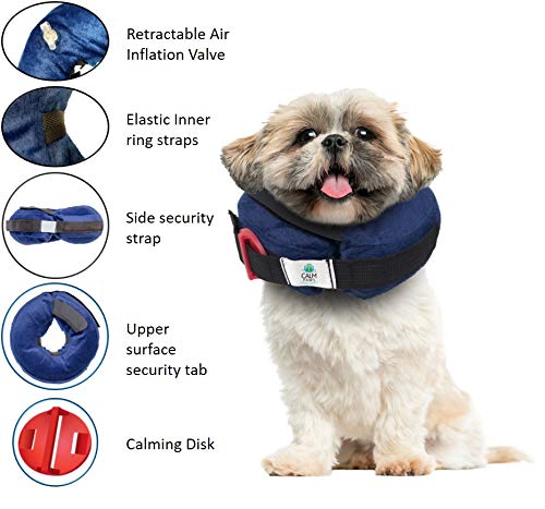 Calm Paws Behavior Support Protective Inflatable Collar with Dog Calming Disc - Small - dog collar - 850014125004