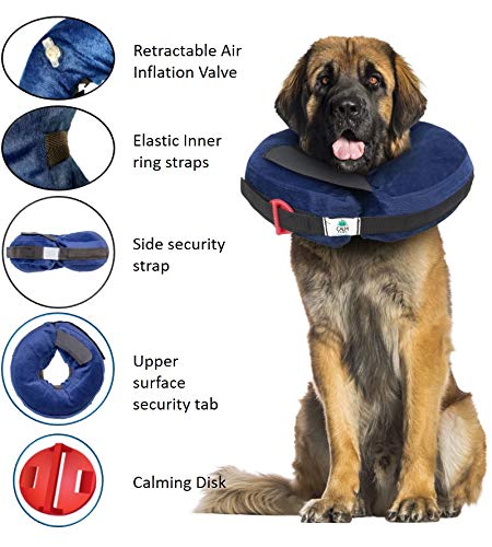 Calm Paws Behavior Support Protective Inflatable Collar with Dog Calming Disc - X - Large - dog collar - 850014125974