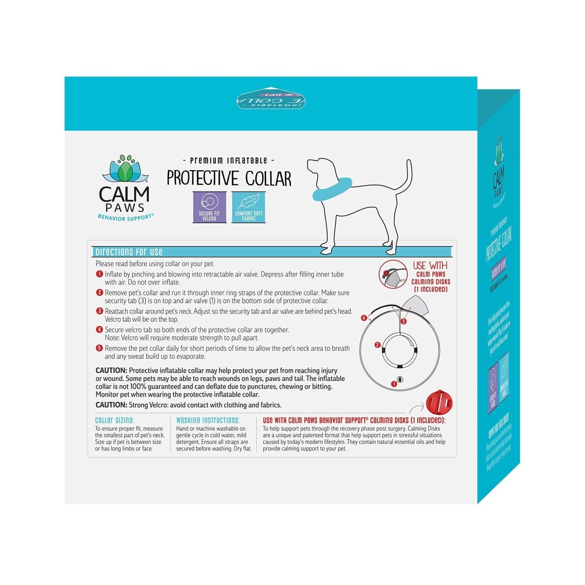 Calm Paws Behavior Support Protective Inflatable Collar with Dog Calming Disc - X - Large - dog collar - 850014125974