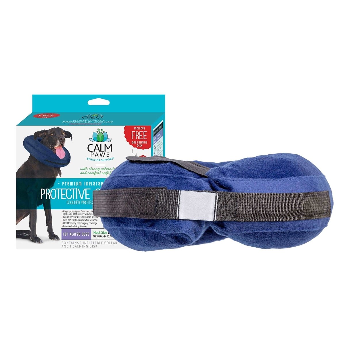 Calm Paws Behavior Support Protective Inflatable Collar with Dog Calming Disc - X - Large - dog collar - 850014125974