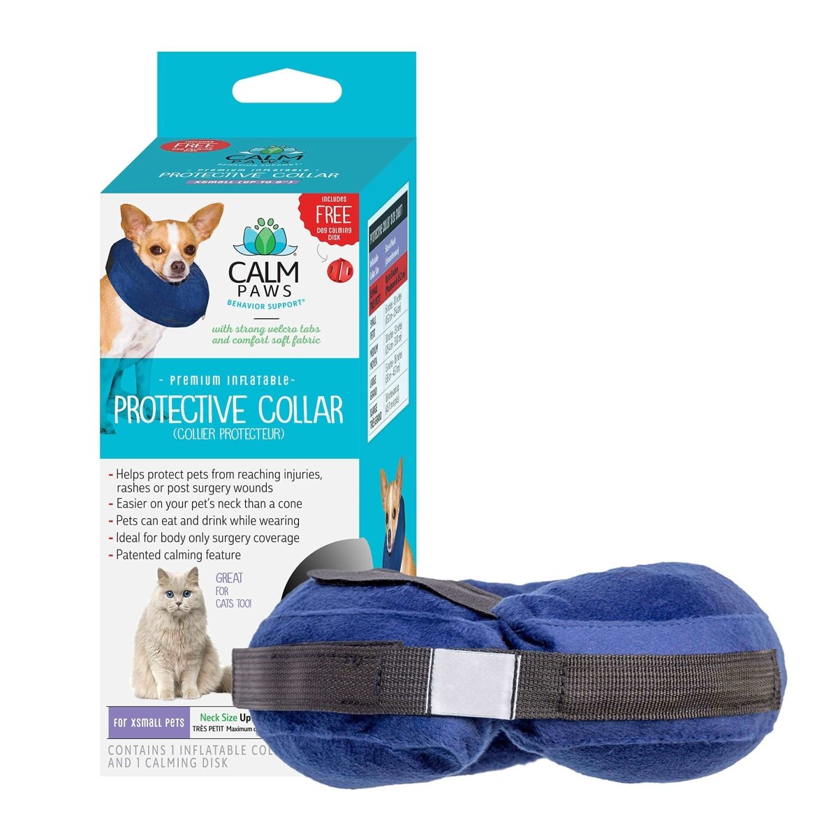 Calm Paws Behavior Support Protective Inflatable Collar with Dog Calming Disc - dog collar - 850014125011