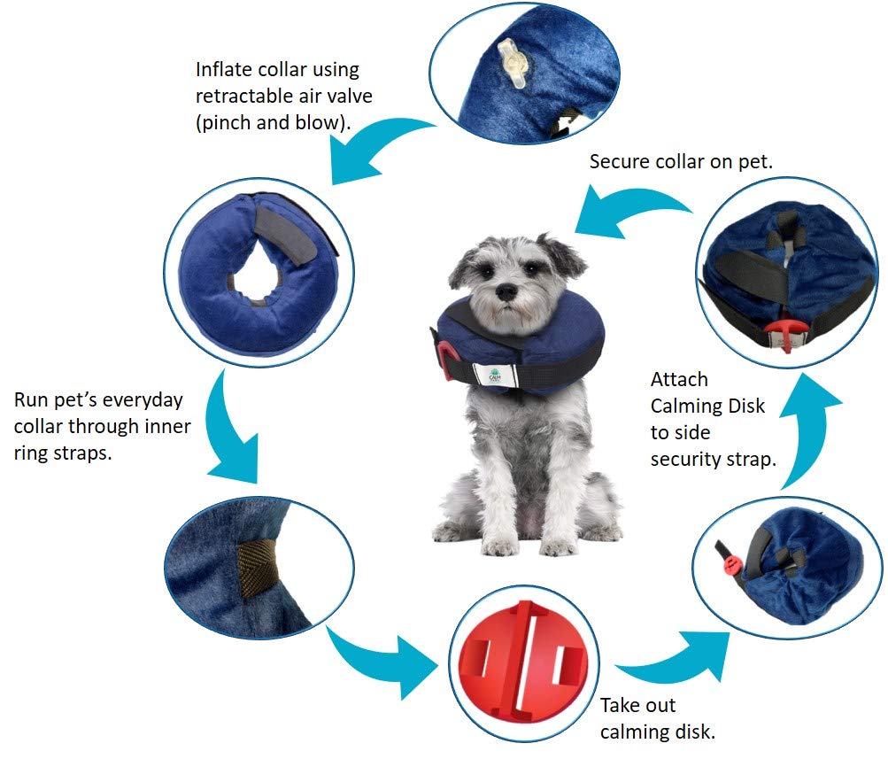 Calm Paws Behavior Support Protective Inflatable Collar with Dog Calming Disc - dog collar - 850014125011