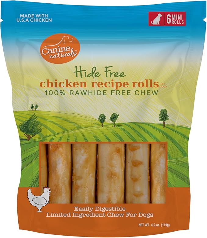 Canine naturals puppy hide free chicken recipe rolls