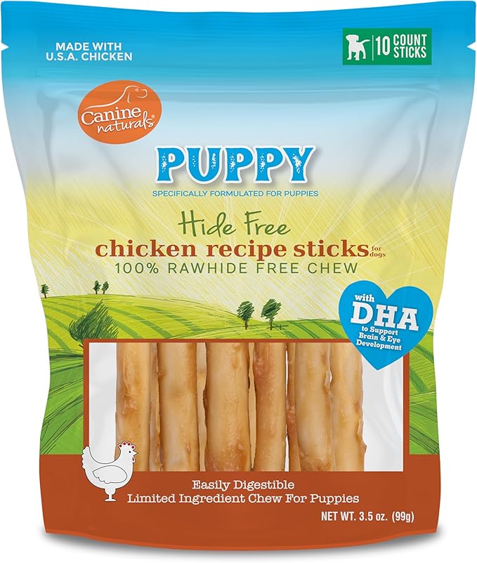 Canine naturals puppy hide free chicken recipe sticks