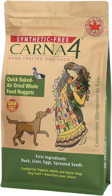 Carna 4 dog food quick baked air dried whole food nuggets, duck liver eggs sprouted seeds