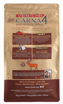 Carna 4 whole food nuggets for dogs, venison, venison liver, eggs, sprouted seeds 10LB