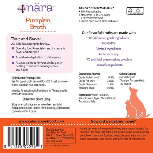 Caru® Pet Food Cafe Nara Pumpkin Broth for Dogs and Cats - pumpkin broth - 851395005961