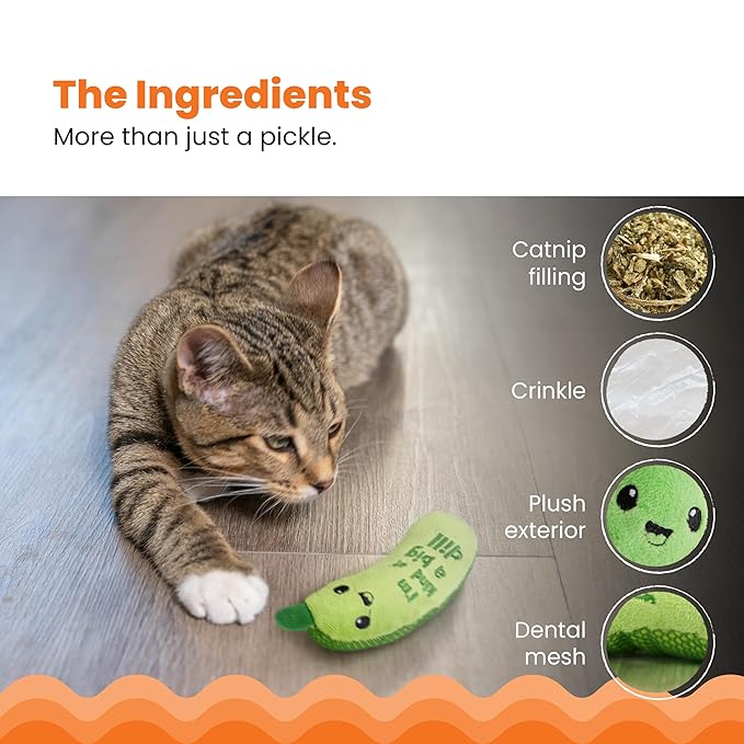 Cat stages crunchy pickles kicker pickle cat toy