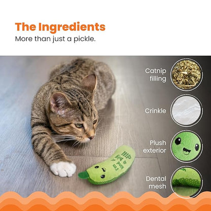 Cat stages crunchy pickles kicker pickle cat toy