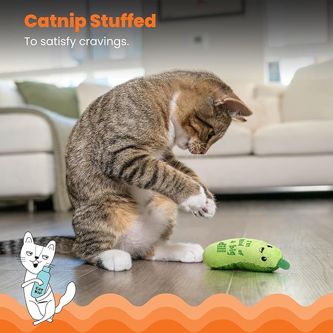 Cat stages crunchy pickles kicker pickle cat toy