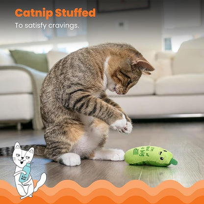 Cat stages crunchy pickles kicker pickle cat toy