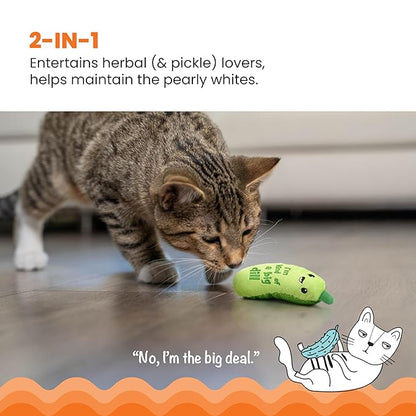 Cat stages crunchy pickles kicker pickle cat toy