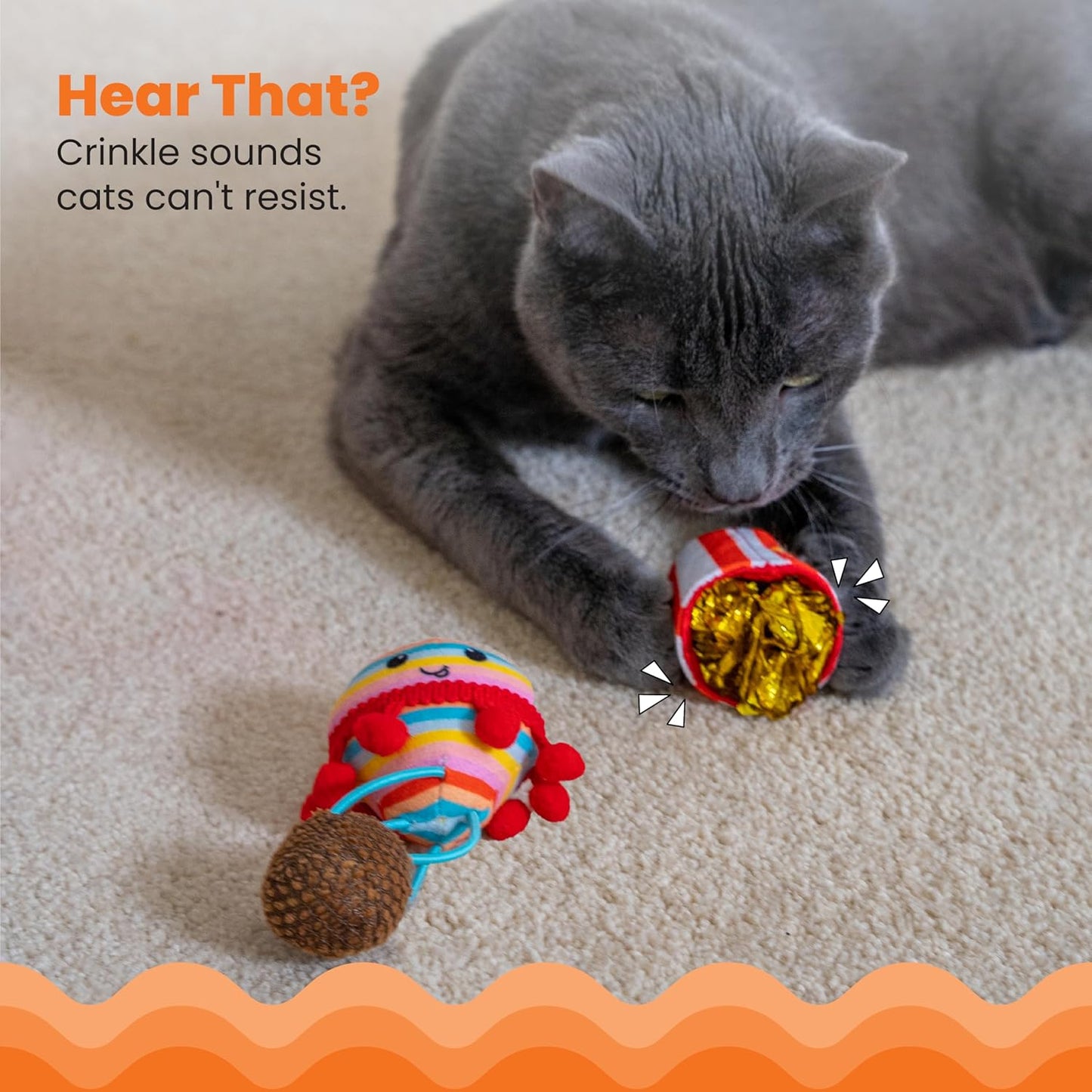 Cat stages pawrty catnip lush toys 3 interactive toys