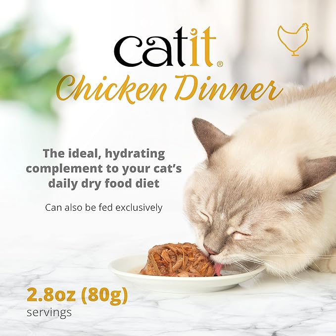 Catit chicken dinner with layer of salmon and carrots