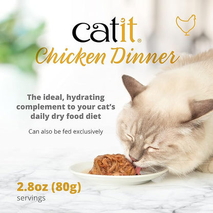 Catit chicken dinner with layer of salmon and carrots