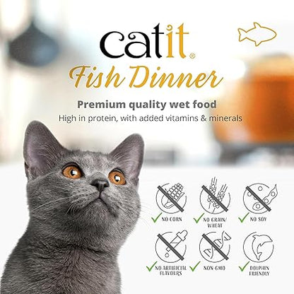 Catit fish dinner with layer of shrimp and green beans