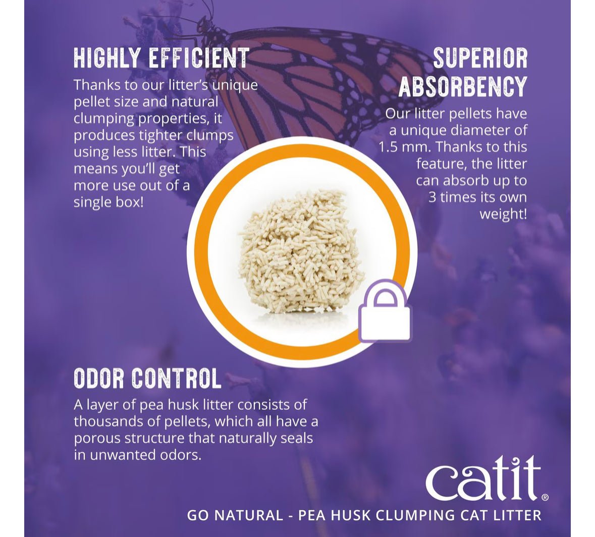 Catit Go Natural Pea Husk Clumping Cat Litter, Lavender, 12.3 - lb box