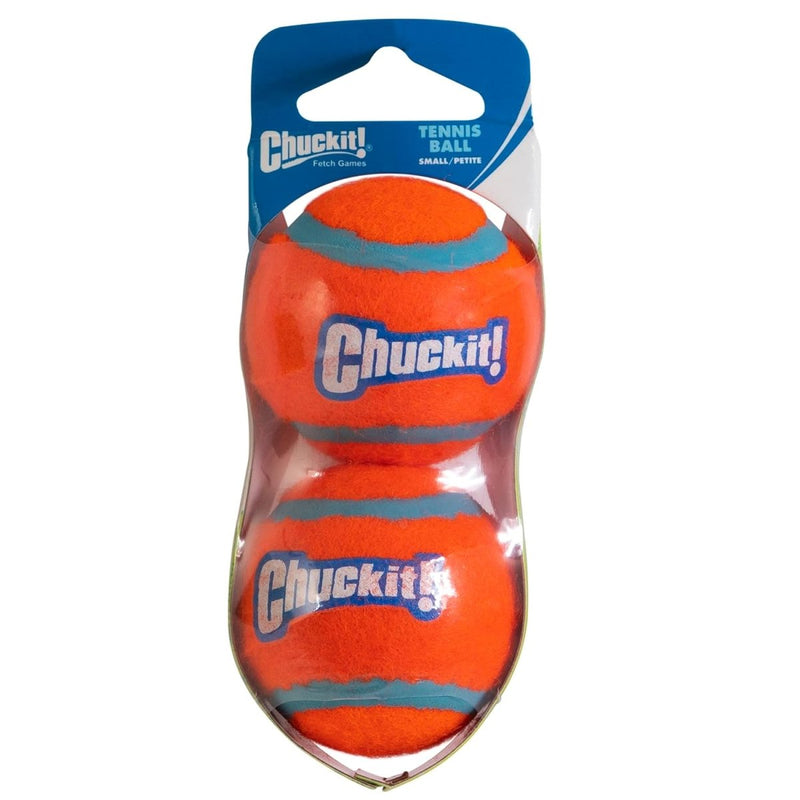 Chuckit Dog Tennis Ball Dog Toy, Small (2 Inch Diameter) for dogs 0 - 20 lbs, Shrink Wrap Pack of 2 - dog ball - 660048001843