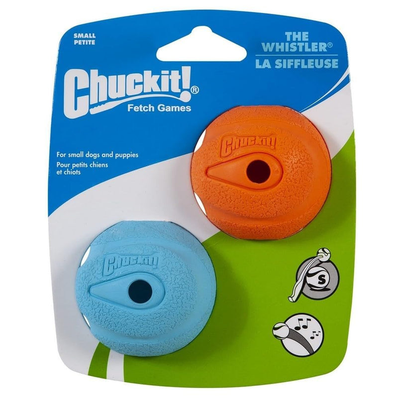 Chuckit The Whistler Ball Dog Toy, Small (2 Inch Diameter) for Dogs 0 - 20 lbs, Pack of 2 - 660048202103