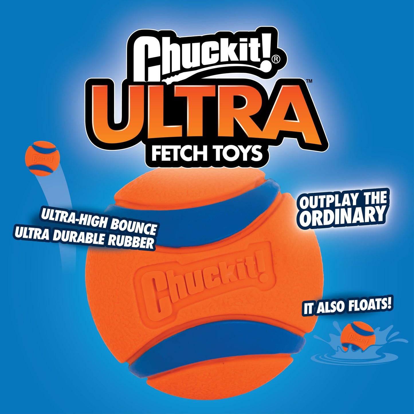 Chuckit! Ultra Ball Dog Toy - Medium (2.5 Inch) For Breeds 20 - 60 Lbs - 2pc