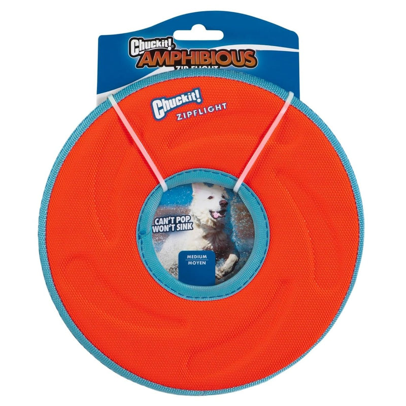 Chuckit Zipflight Flying Disc Dog Toy, Medium (8.5"), Orange and Blue - chuckit flying disc - 660048181002