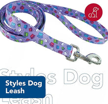 Coastal dog leash 4ft purple paw printed theme leash