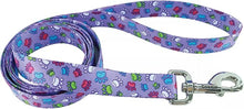 Coastal dog leash 4ft purple paw printed theme leash