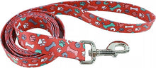 Coastal dog leash 6ft theme pattern red & dog bone