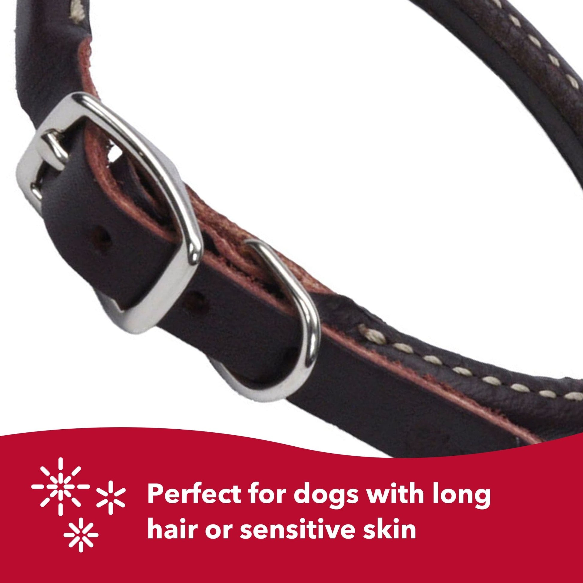 Coastal Pet Circle T Latigo Leather Round Dog Collar - Handcrafted Leather Pet Collar For Dogs - Comfortable Dog Collar For Dogs With Long Hair Or Sensitive Skin - 3/8" X 14"
