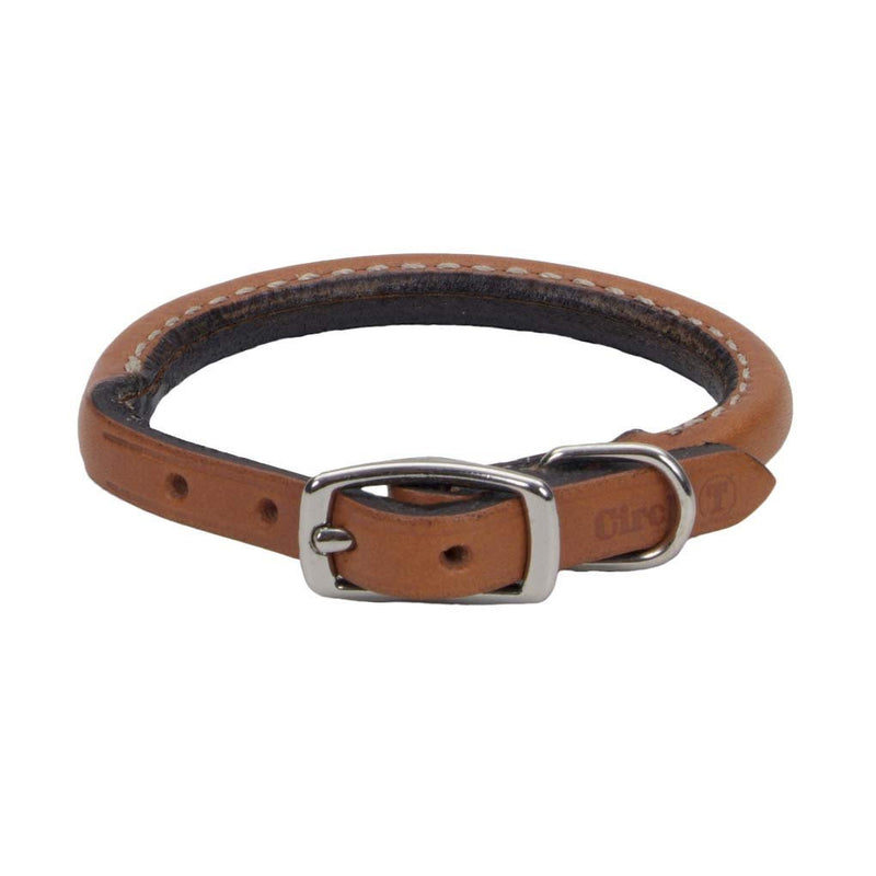 Coastal Pet Circle T Oak - Tanned Rolled Leather Dog Collar - Tan Color - 3/8" - 10" Girth - dog collar - 076484107542