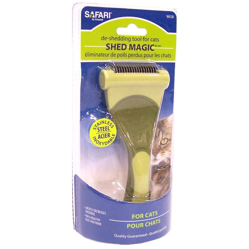 Coastal Pet Safari Shed Magic De - Shedding Tool for Cats - Cat Grooming Comb for Medium & Long Hair - Metal Comb for Cats - grooming tool - 076484961281