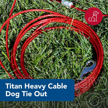 Coastal Pet Titan Heavy Cable Dog Tie Out - Heavy - Duty Dog Tie Out Cable - Cable Tie Out For Dogs Up To 80 Lbs - Rust - Resistant Pet Tie Out Cable - Quality Dog Supplies - 20'