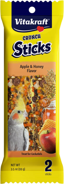 Crunch sticks apple and honey flavor 2 sticks treats for cockatiels