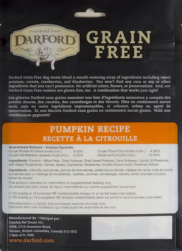 Darford pumpkin and vegetable recipe 12 oz oven baked treats
