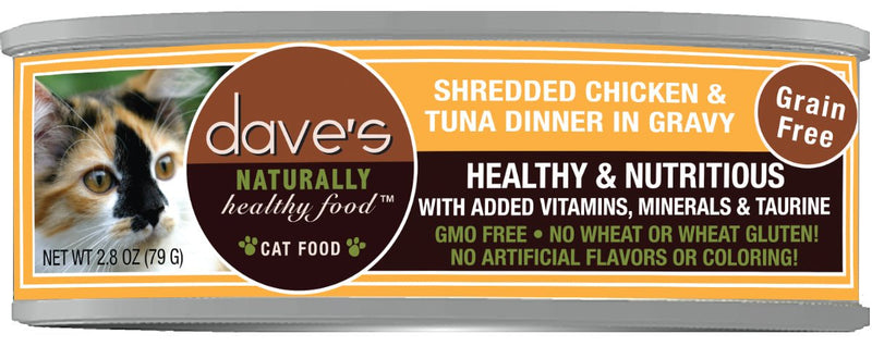 Dave Cat Grain Free Shredded Chicken & Tuna Cat Food - 2.8 Oz - Shredded Chicken - 685038118455