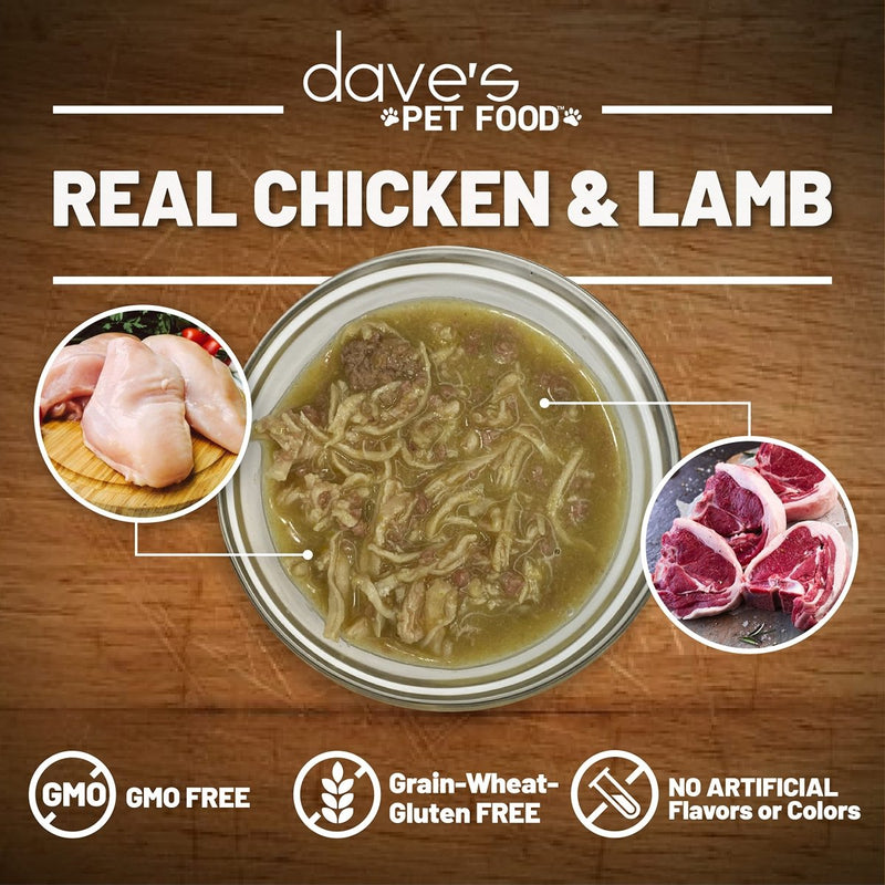 Dave's Pet Food Grain Free Wet Cat Food - Shredded Chicken & Lamb in Gravy - Naturally Healthy Canned Cat Food - Added Vitamins & Minerals - Wheat - Gluten & GMO - Free - 2.8 oz Cans - wet cat food - 685038118417