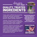 Dave's Pet Food Grain Free Wet Dog Food - 95% Turkey & Turkey Liver - Single - Source Protein - Limited Ingredients Added Vitamins & Minerals - 12.5 oz Can - wet dog food - 685038118066